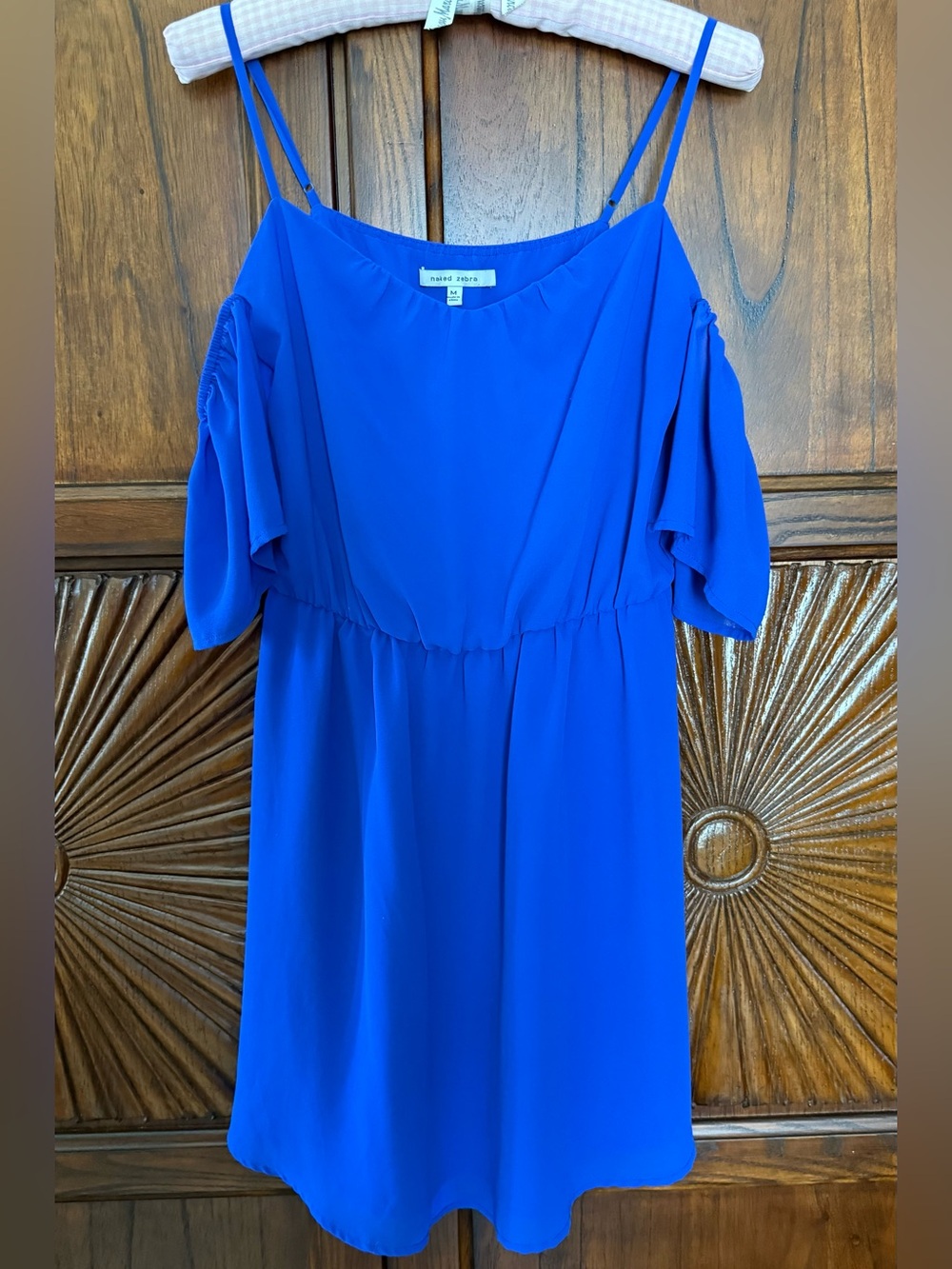Naked Zebra Royal Blue Cold-Shoulder Mini Dress M